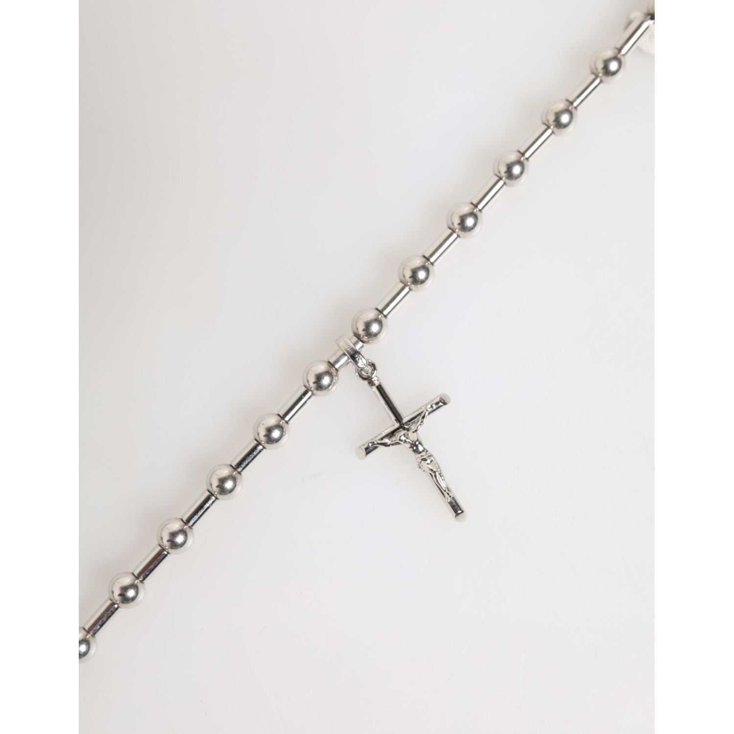 Dolce & Gabbana Silver Tone Brass Chain Religious Cross Pendant Necklace