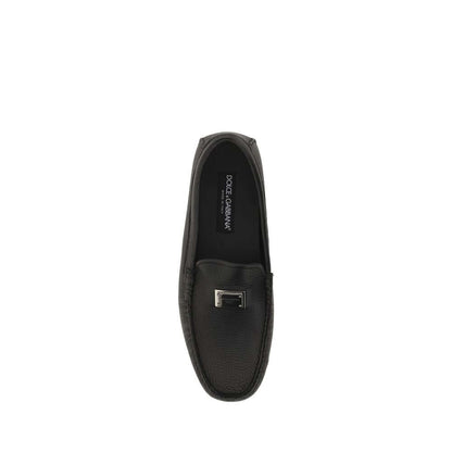 Dolce & Gabbana Black Rubber Slip-On Loafers