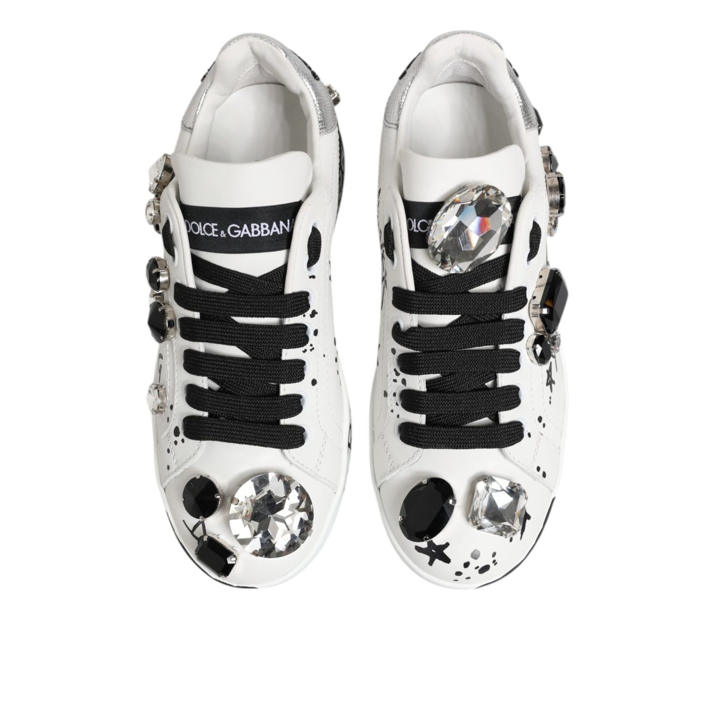Dolce & Gabbana White Portofino Crystal Sneakers  Shoes