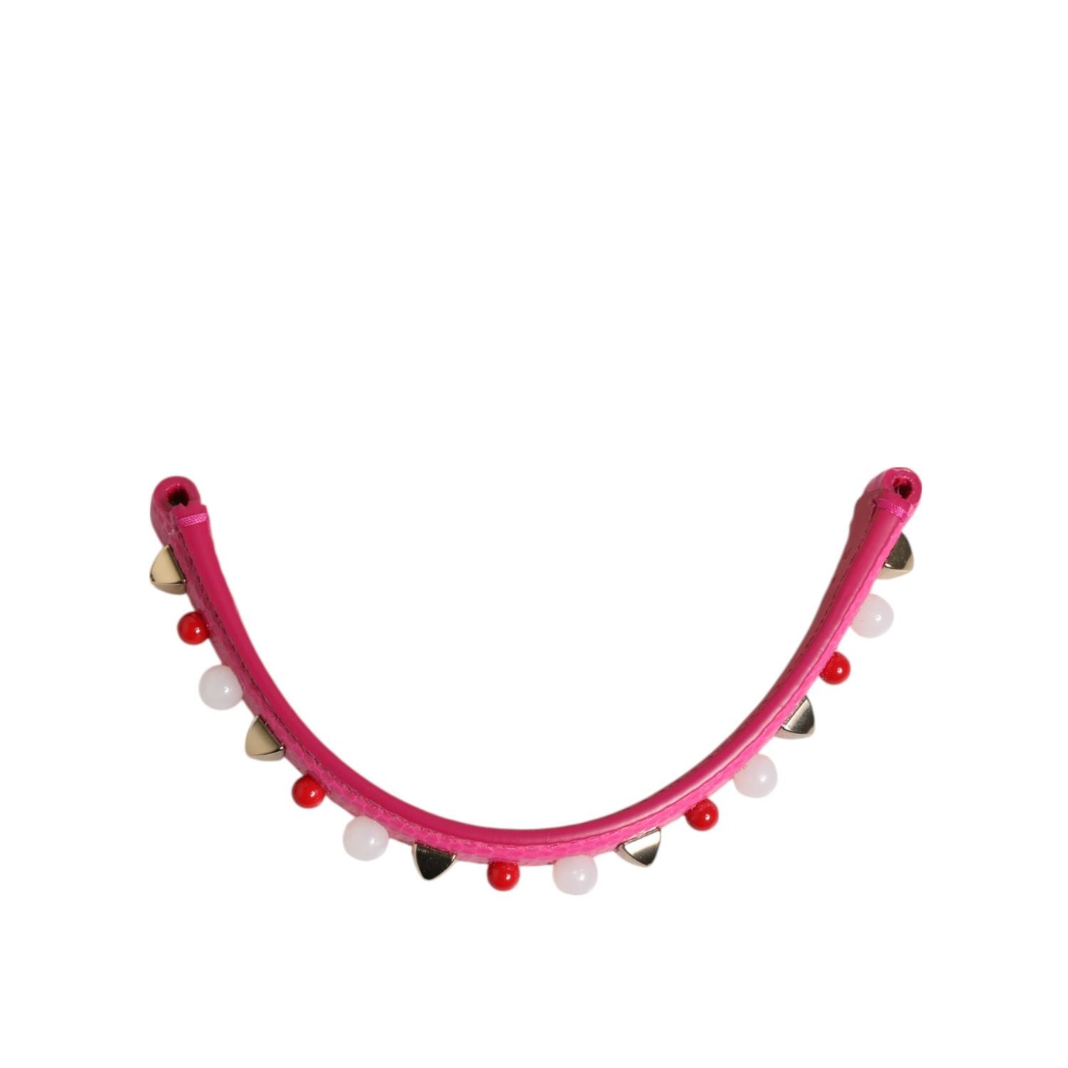 Dolce & Gabbana Pink Embellished Leather Bag Handle Women Shoulder Strap