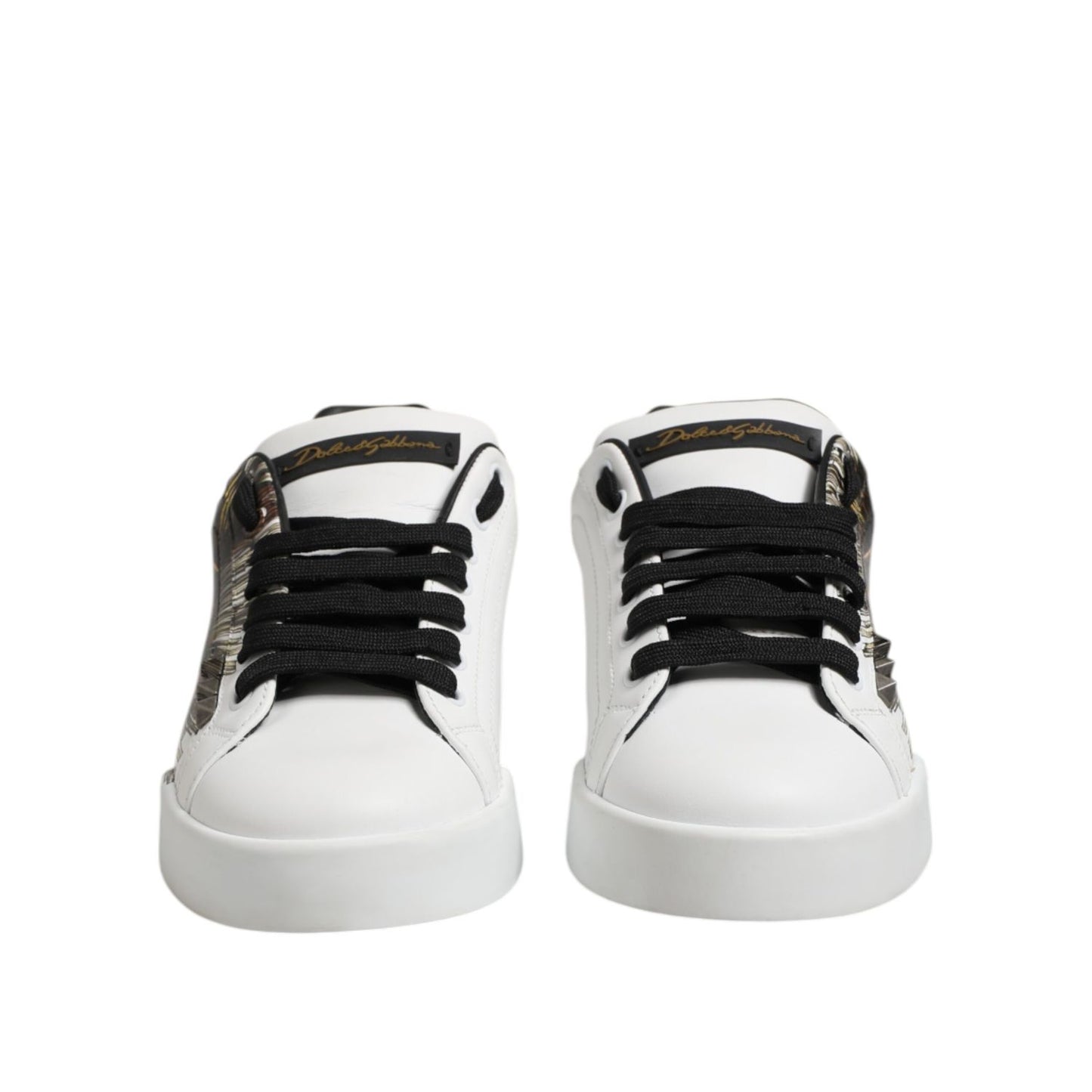 Dolce & Gabbana White Leather Portofino Lace Up Sneakers Shoes