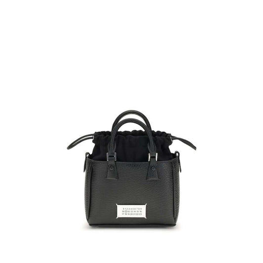Margiela Black Calf Leather Bos Taurus Shoulder Bag with logo label and hand-painted edges for AW25.