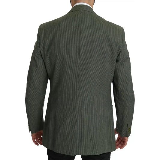 Romeo Gigli Green Linen Blazer One Piece Single Breasted Jacket KOS1616-50
