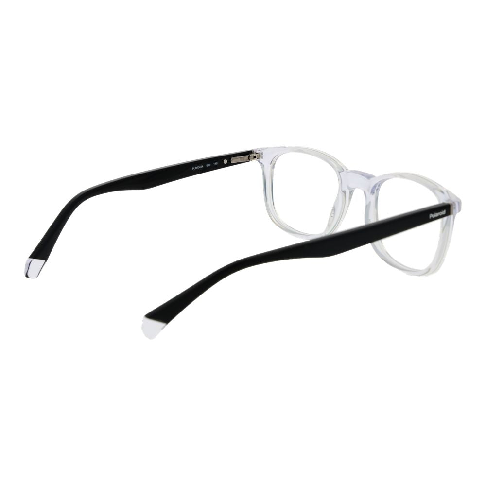 Polaroid Transparent Unisex Glasses Frame with cellulose propionate full-rim design, 50-13-145 size. Includes branded case.