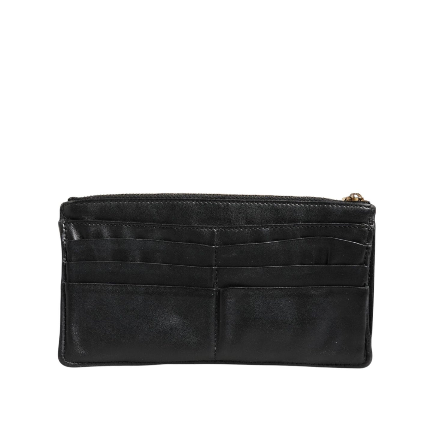 Dolce & Gabbana Black Calfskin Leather DG Logo Women Card Holder Wallet
