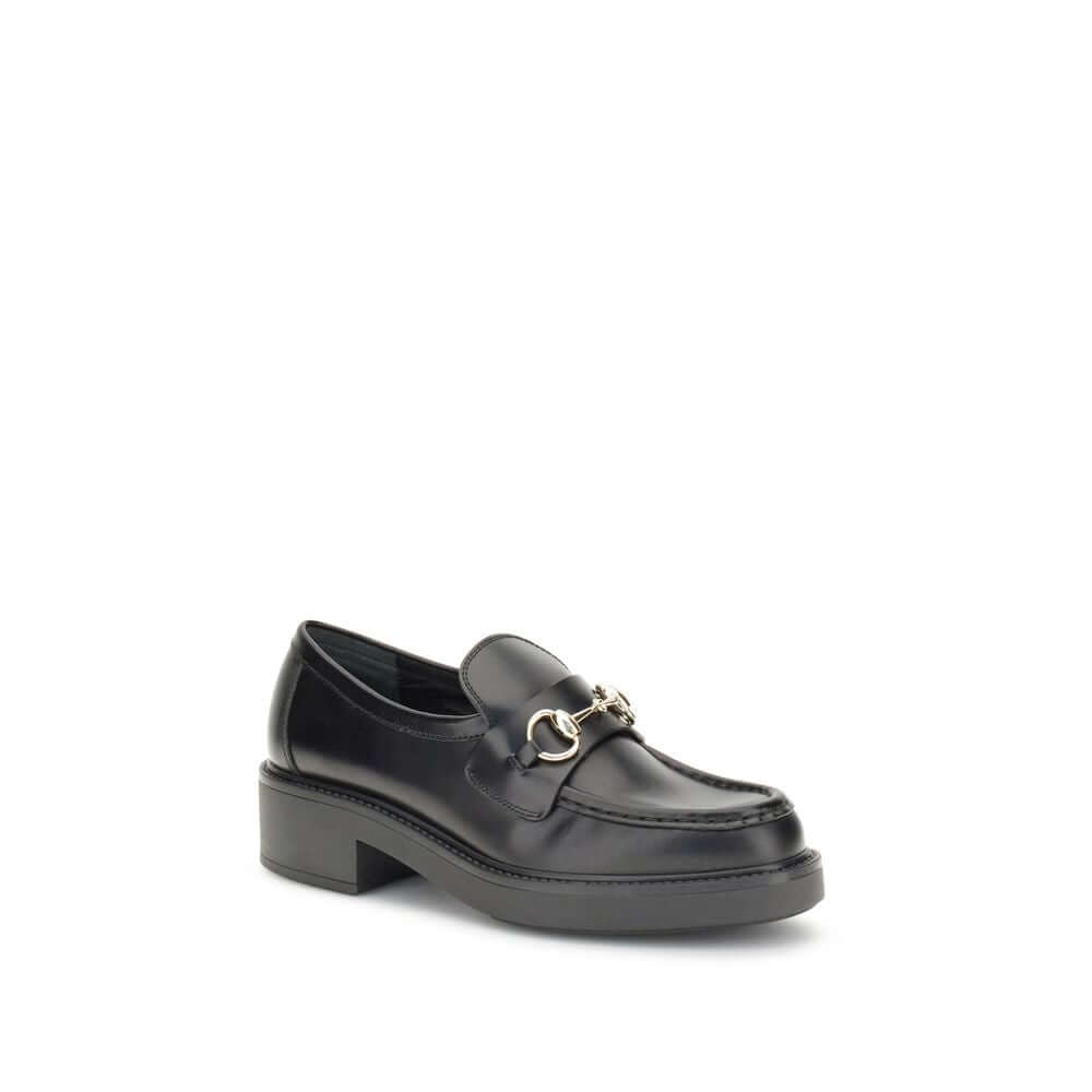 Gucci Black Calf Leather Bos Taurus Slip-On Loafers