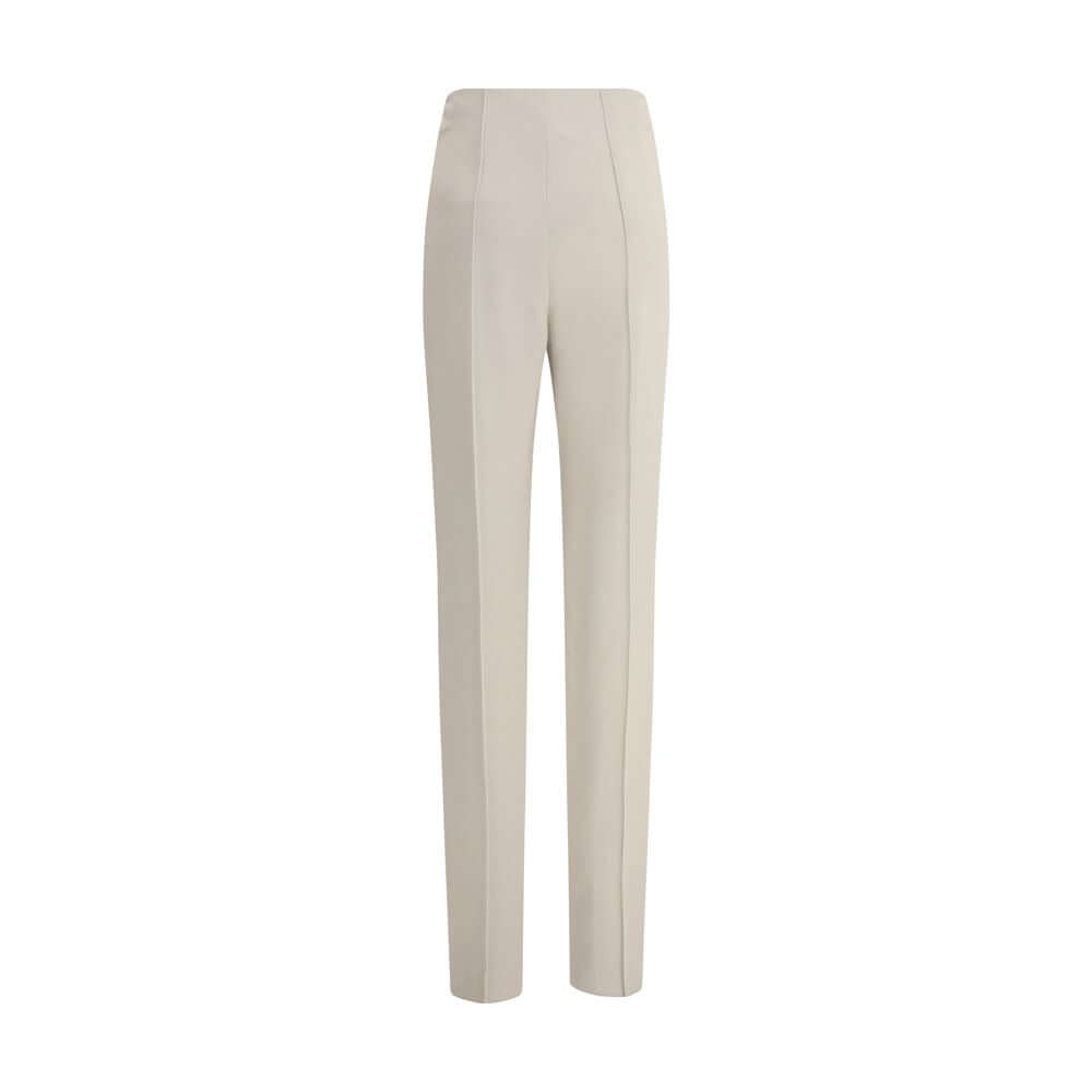Giorgio Armani Gray Viscose Casual Pants featuring high waist, vertical seams, and side pockets, perfect for a modern, sporty look.