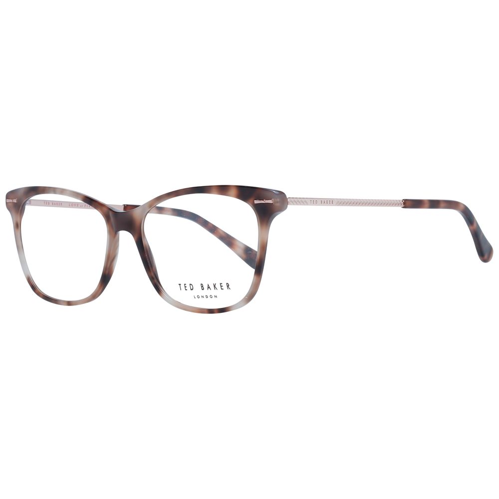 Ted Baker Brown Women Glasses Frame, full-rim acetate with butterfly style, demo lenses, size 52-15-140, includes branded case.