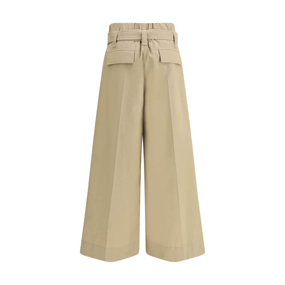Alt Tag: Brunello Cucinelli Beige Cotton Cropped Pants with pleats and draw belt, showcasing a contemporary silhouette and tailored elegance.