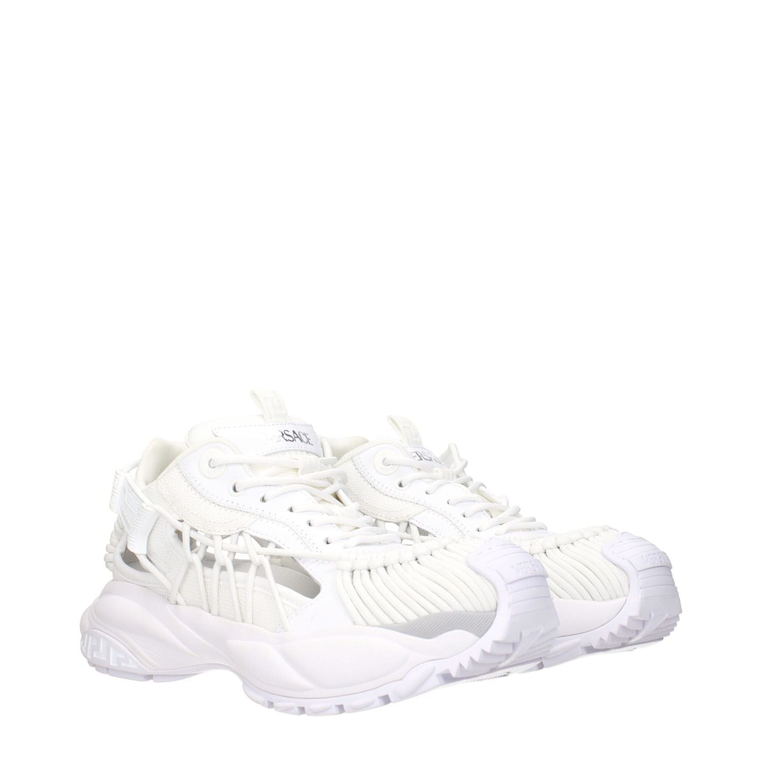 Versace White Leather Athletic Sneakers