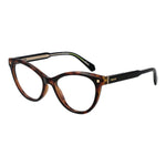 Polaroid Brown Women Glasses Frame in cat-eye style with full-rim plastic design, demo lenses, spring hinge, and branded case included.