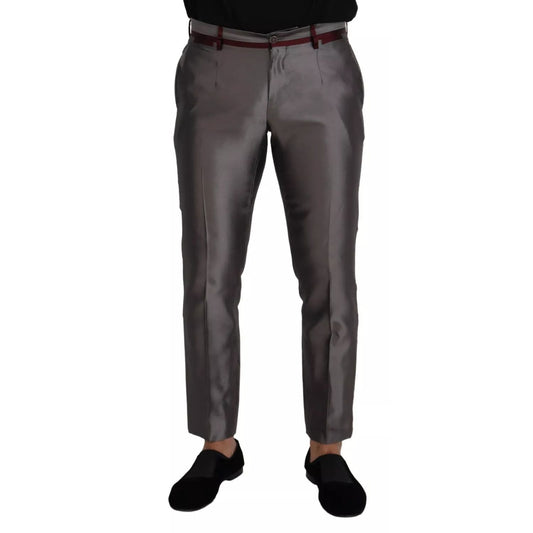 Dolce & Gabbana Gray Silk Metallic Men Dress Trouser Pants