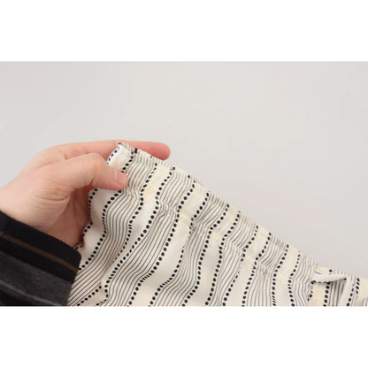 Dolce & Gabbana White Stripes Silk Lounge Trouser Pants