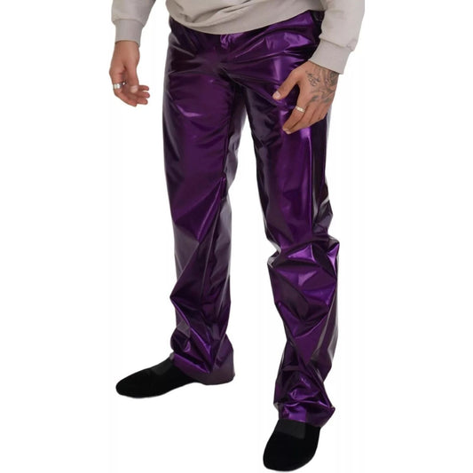 Dolce & Gabbana Purple Metallic Nylon Straight Trouser Pants PAN74277-46