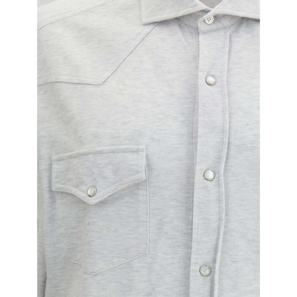 Brunello Cucinelli Gray Cotton Shirt