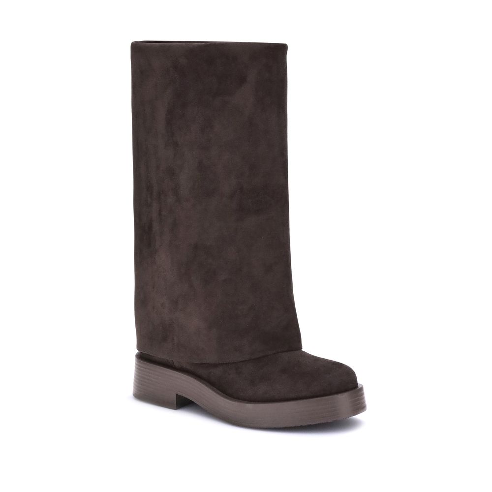 Casadei Brown Polyester Flat Boots Casadei