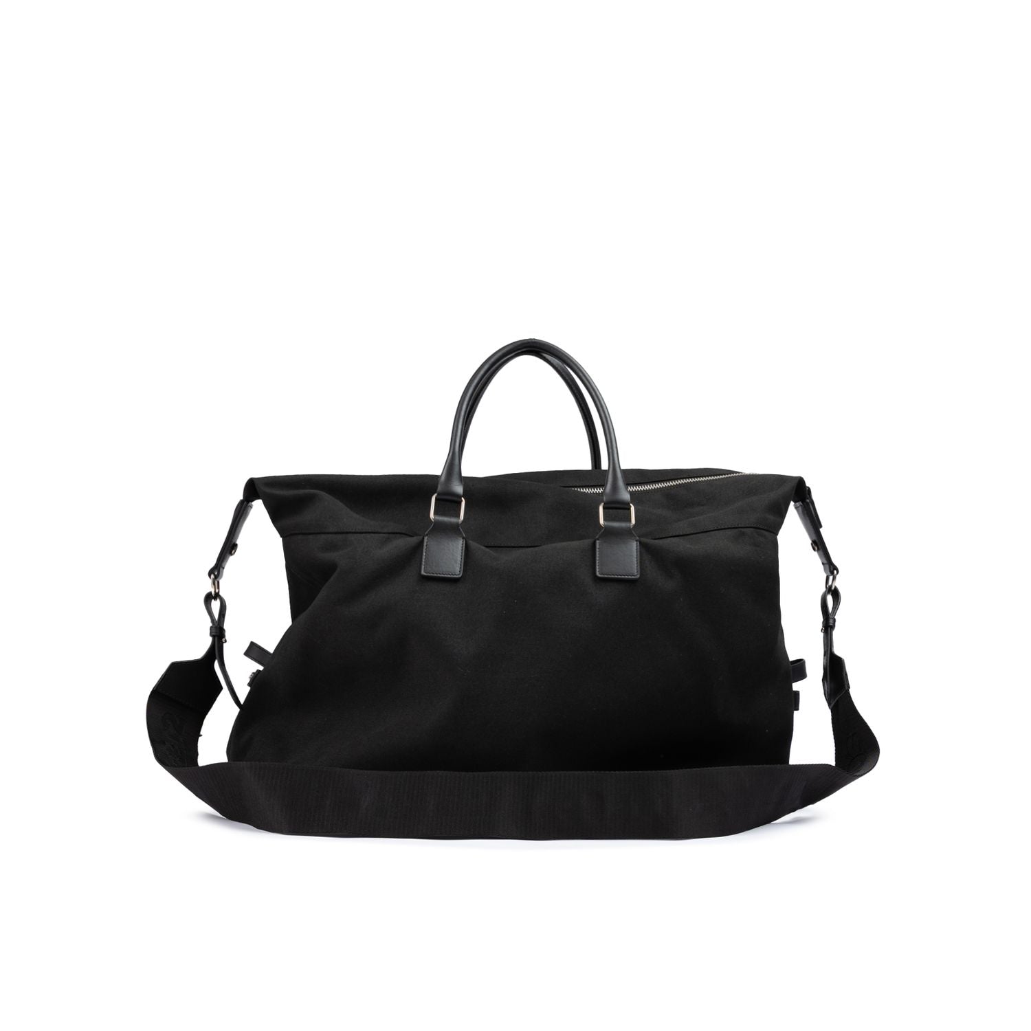 Front view with bag zipped and handles upright.