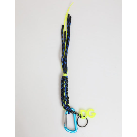 Dolce & Gabbana Multicolor Polyester Tape String DG Logo Keychain Keyring with vibrant design and iconic DG logo hardware detail.