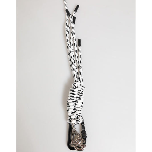 Dolce & Gabbana Multicolor Polyester Tape String DG Logo Keychain Keyring with bold logo and metal hardware.