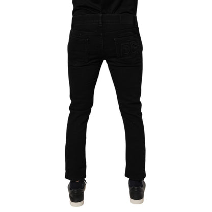 Dolce & Gabbana Black Cotton Skinny Jeans Men Trouser Pants