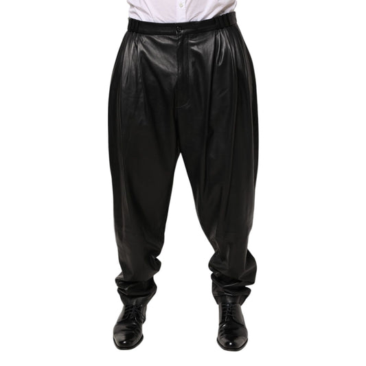 Dolce & Gabbana Black Lamb Leather Trousers Men Pants