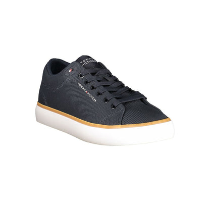 Tommy Hilfiger Blue Polyester Men Sneaker with lace-up design, removable footbed, and signature logo.