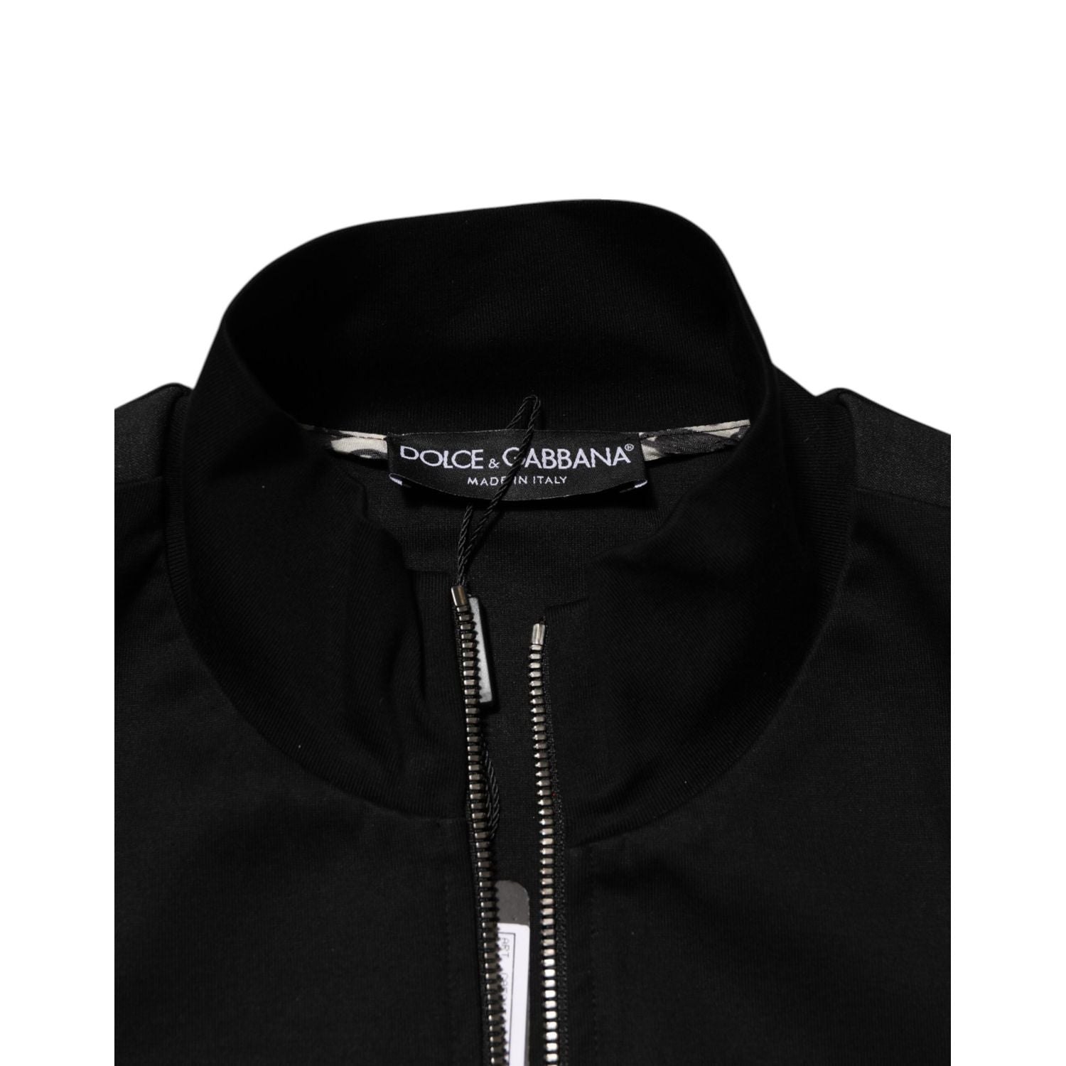 Dolce & Gabbana Black Cotton Logo Full Zip Men Bomber Jacket