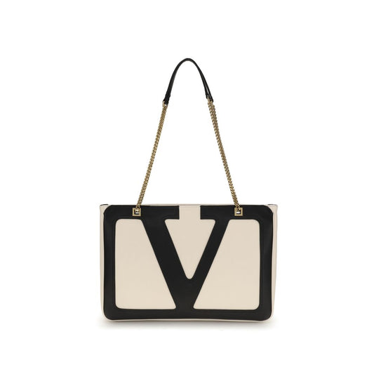 Valentino Garavani Cream Calf Leather Bos Taurus Shoulder Bag