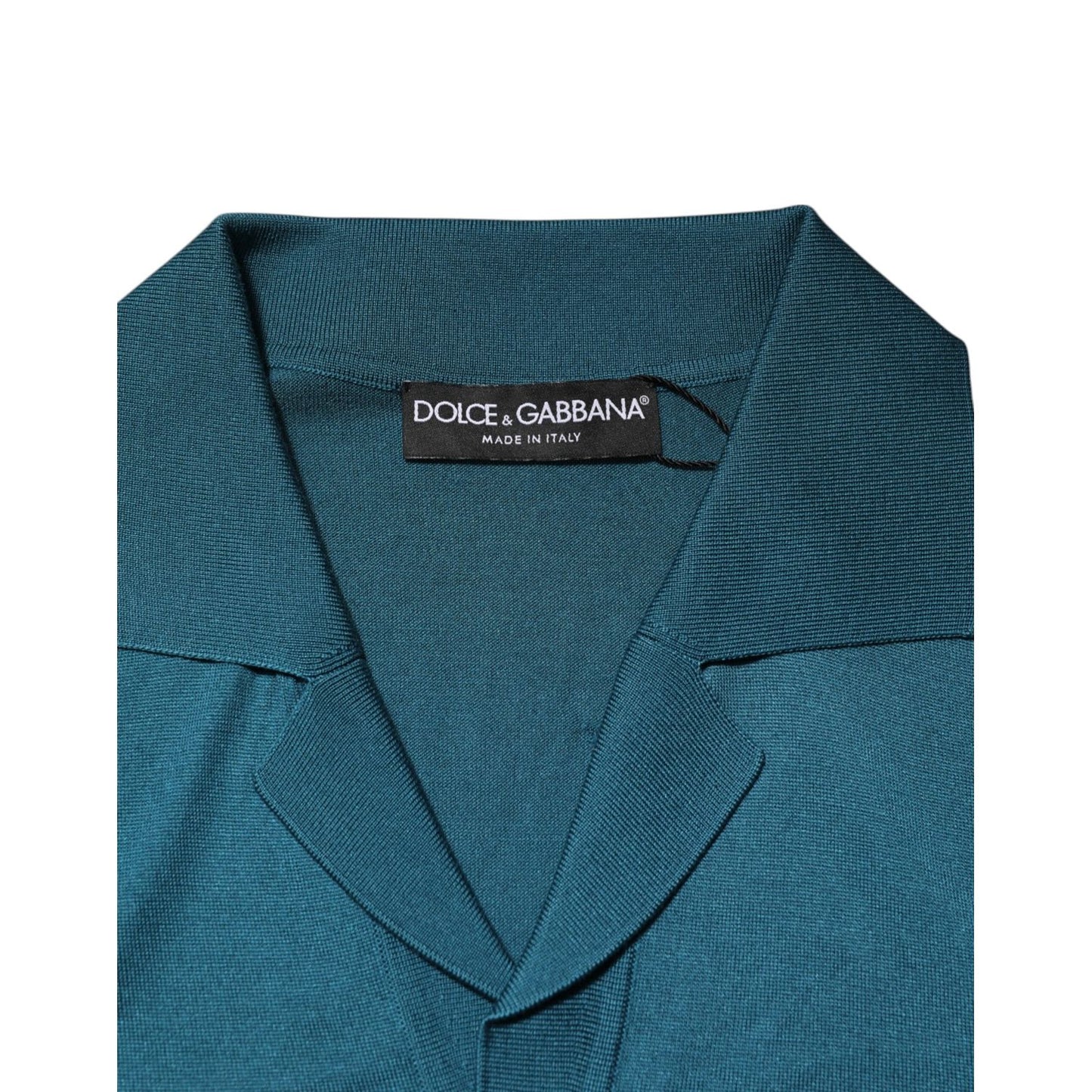 Dolce & Gabbana Teal Blue Silk Collar Short Sleeve Polo T-shirt