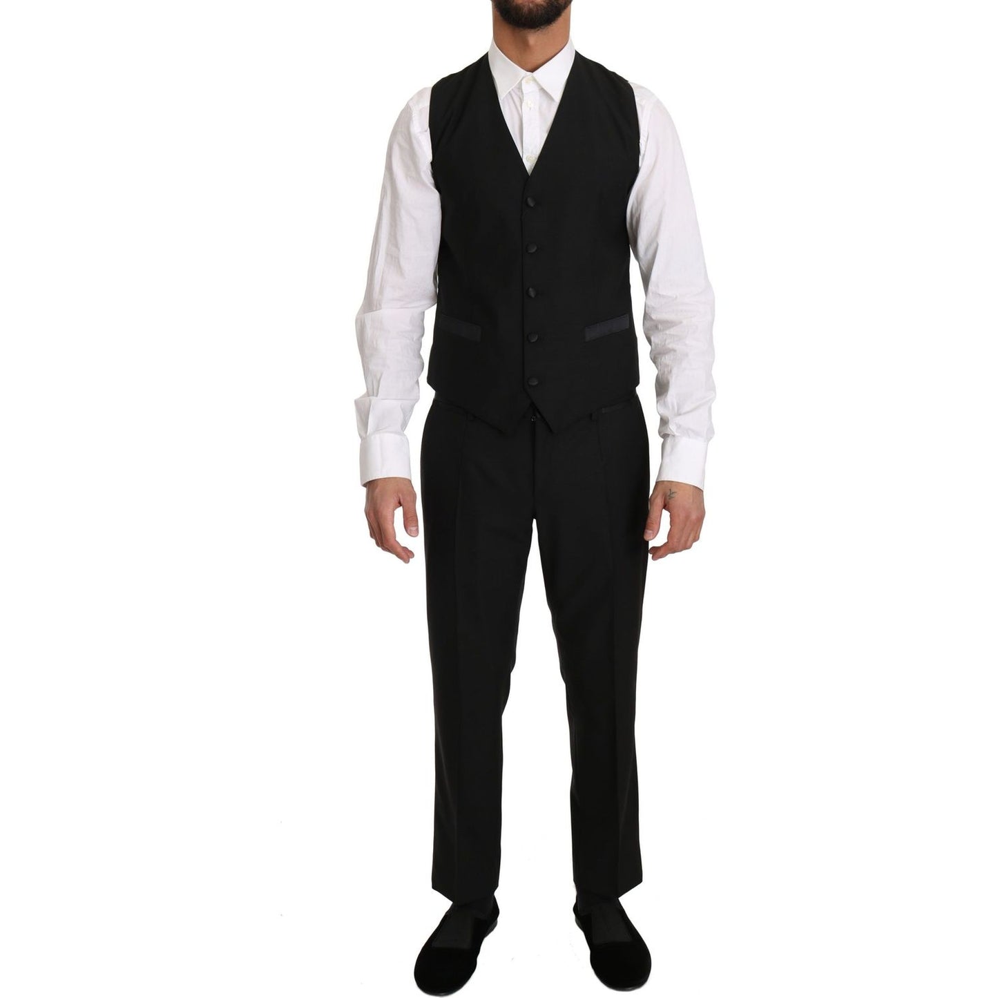 Dolce & Gabbana Black Wool Dress Waistcoat Gillet Vest TSH2431- 48