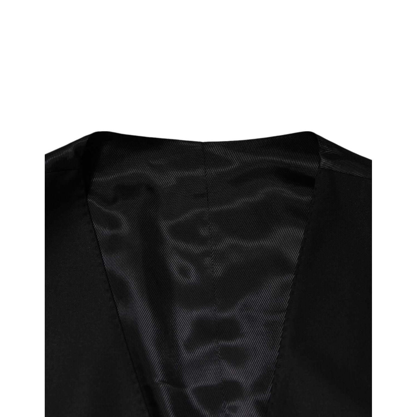 Dolce & Gabbana Black Wool Dress Formal Men Waistcoat Vest