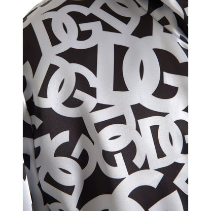 Dolce & Gabbana White Black Logo Hooded Full Zip Bomber Jacket