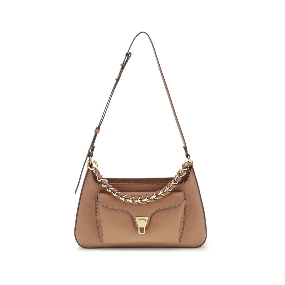 Coccinelle Beige Calf Leather Bos Taurus Shoulder Bag Coccinelle