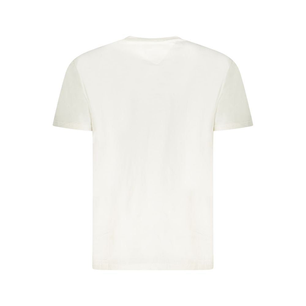 Back view of Tommy Hilfiger White Cotton Men T-Shirt showing simple and elegant design.