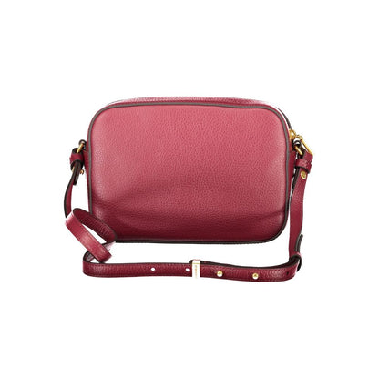 Coccinelle Purple Leather Women Handbag with adjustable strap and twist closure, showcasing Italian craftsmanship.