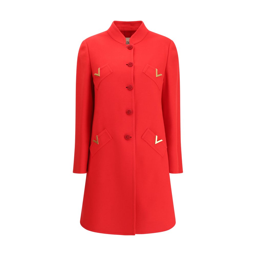Valentino Red Fleece Wool Coat