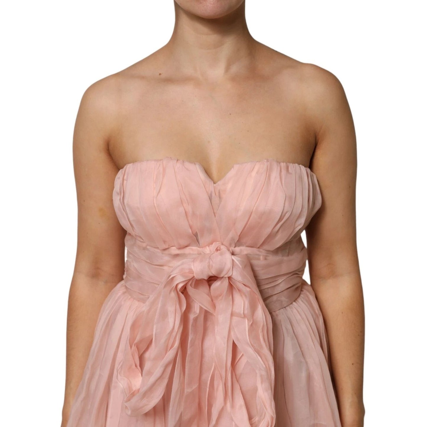 Dolce & Gabbana Pink Silk Chiffon A-line Pleated Midi Dress