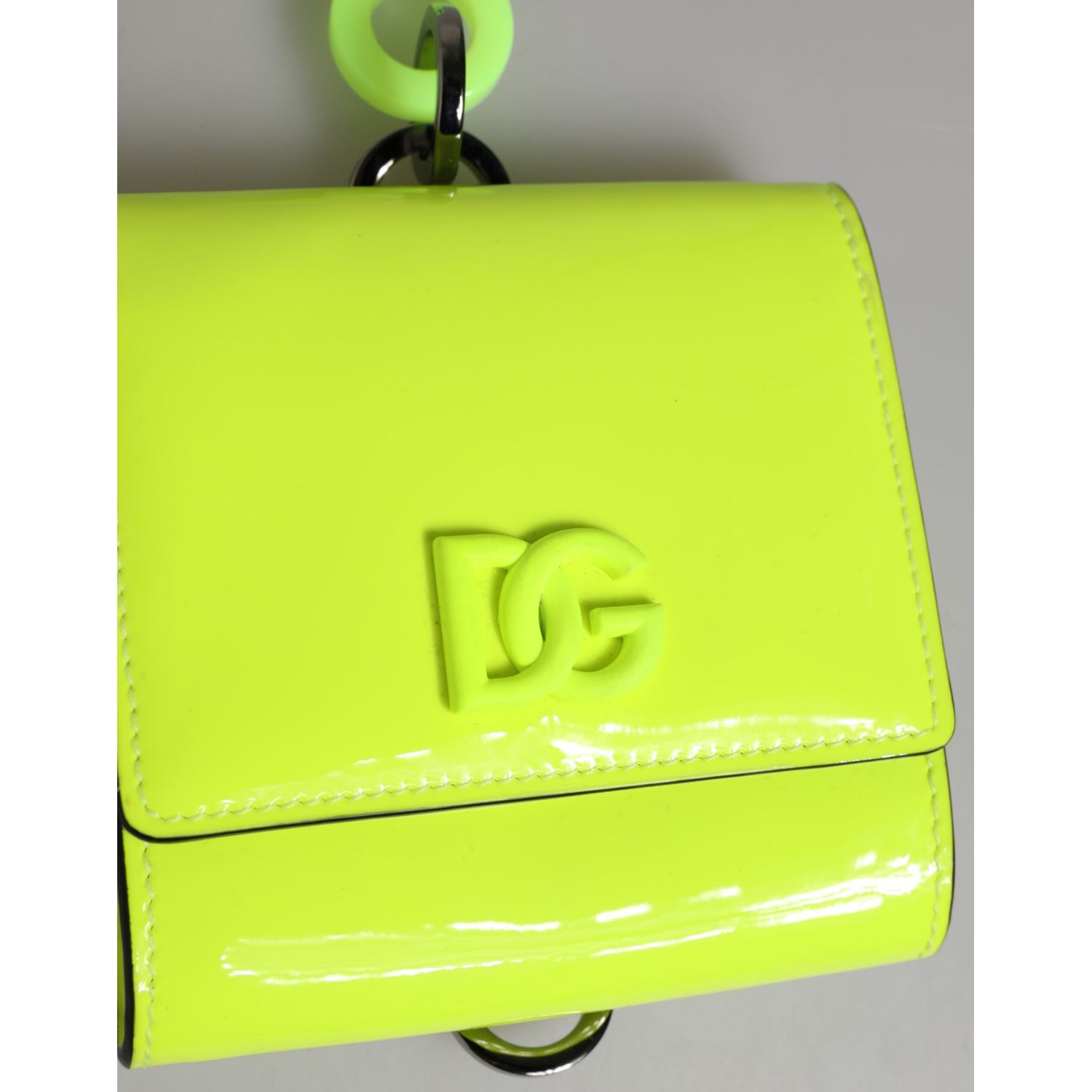 Dolce & Gabbana Yellow Green Bifold DG Logo Neck Strap Cardholder Wallet