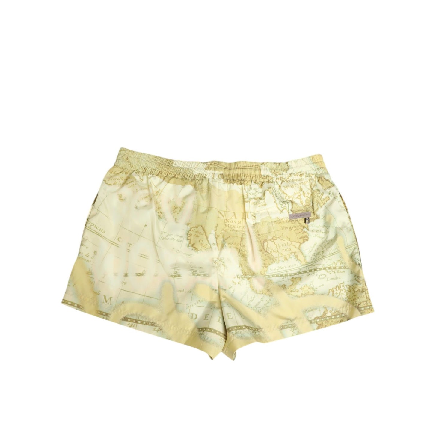 Dolce & Gabbana Yellow World Map Polyester Elastic Waistband Swimwear