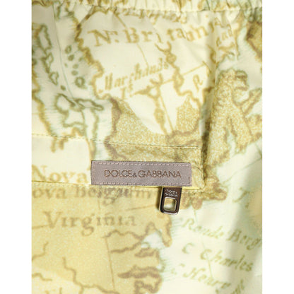 Dolce & Gabbana Yellow World Map Polyester Elastic Waistband Swimwear