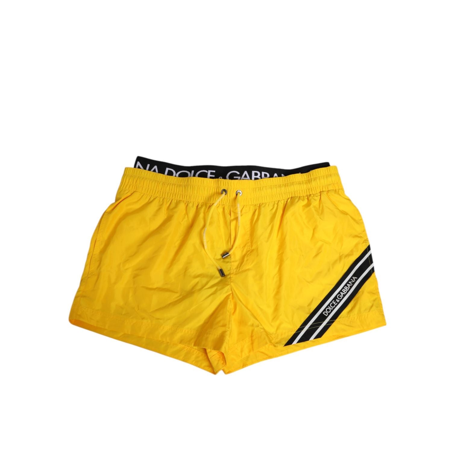 Dolce & Gabbana Yellow Drawstring Beachwear Men Shorts Swimwear