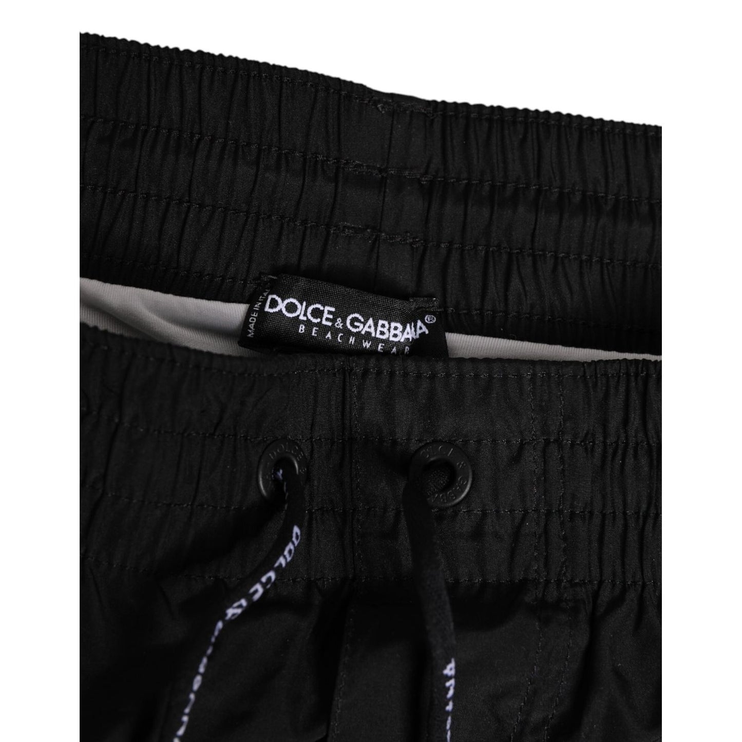 Dolce & Gabbana Black White Striped DG Logo Men Short  Swimwear