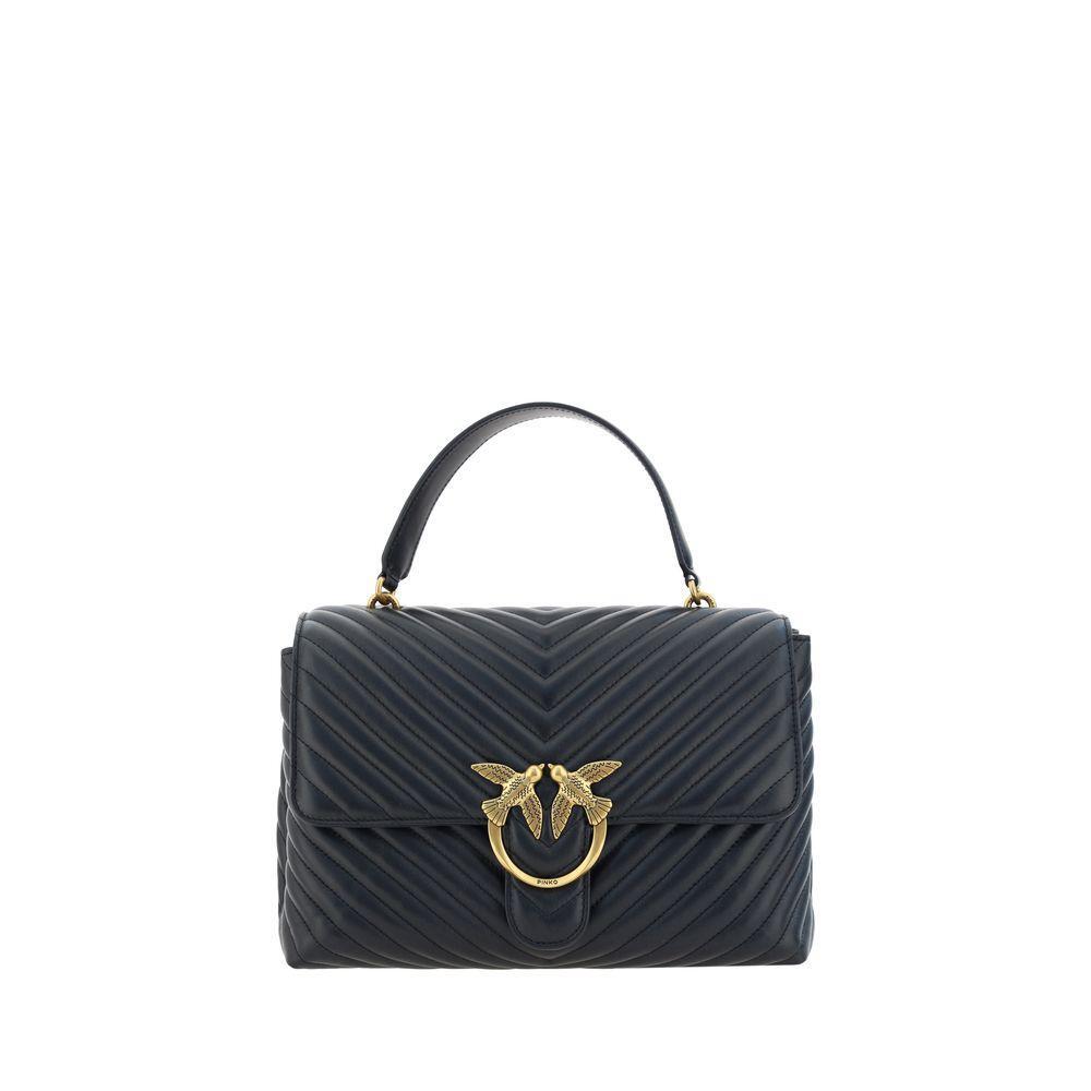 PINKO Black Calf Leather Bos Taurus Handbag