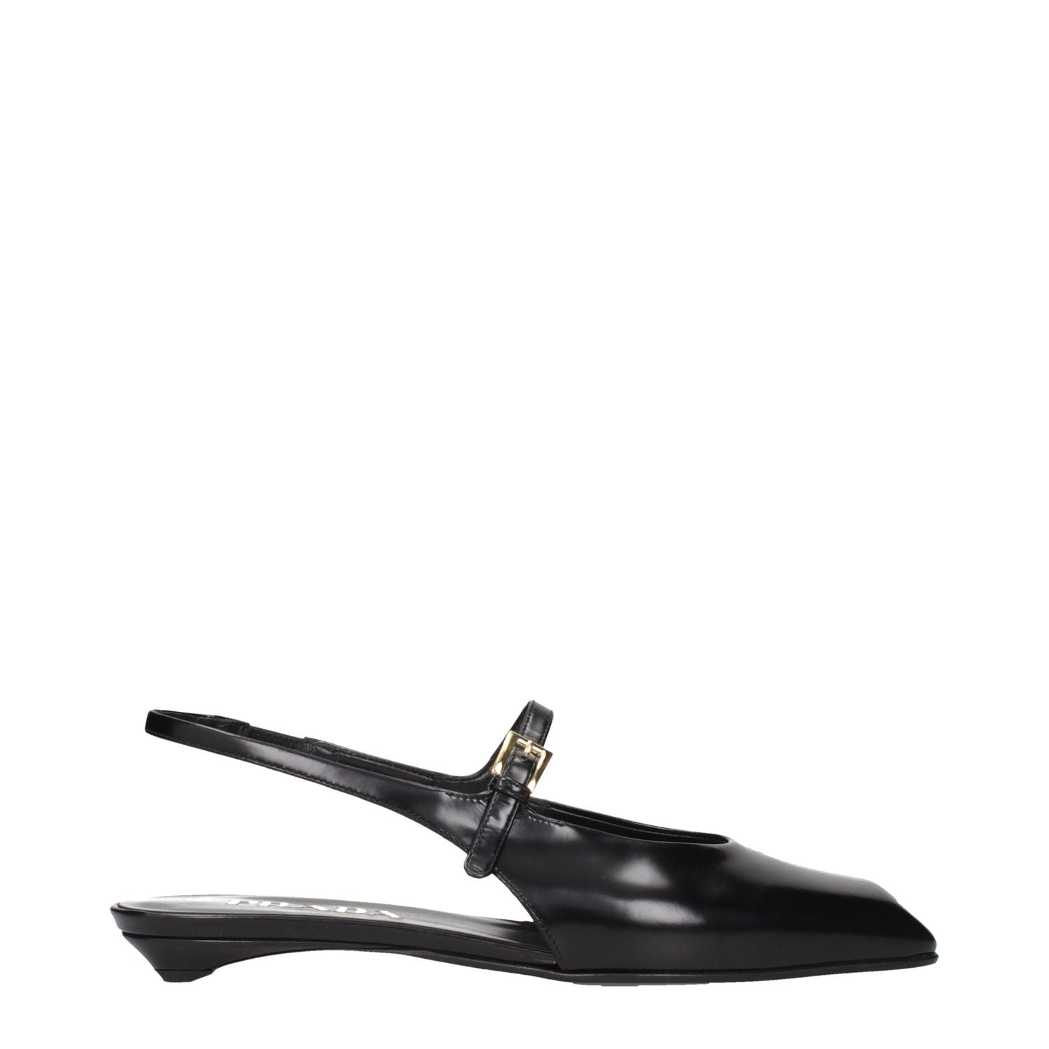 Prada Black Leather Flat Sandals