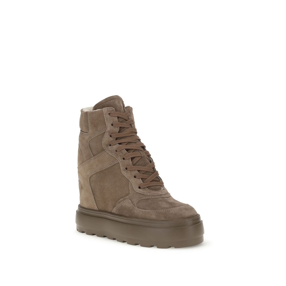 Casadei Beige Calf Leather Bos Taurus Sneakers