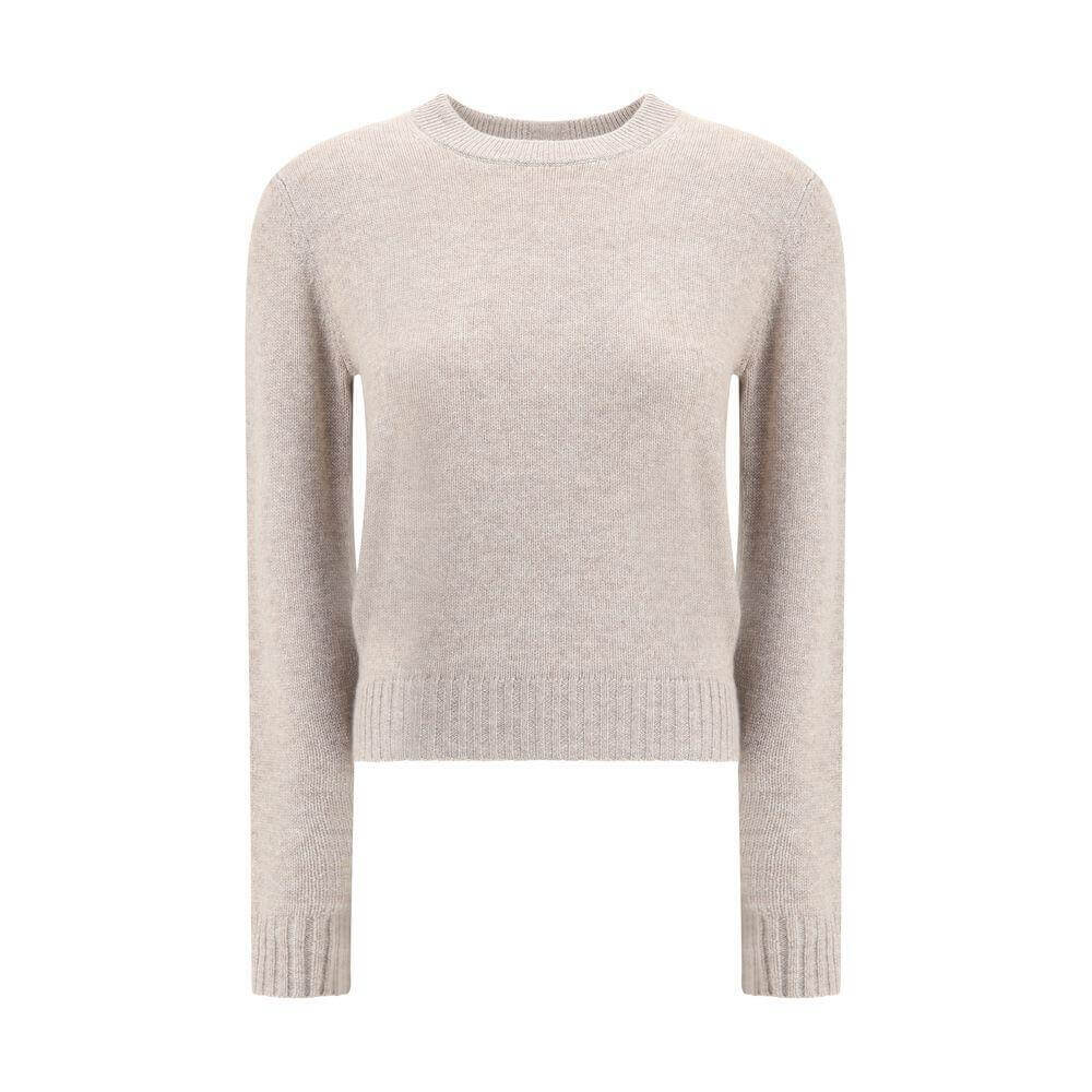 Allude Cashmere Sweater with ribbed crew neck and cuffs, made from 100% cashmere, perfect for winter wardrobe elegance and comfort.