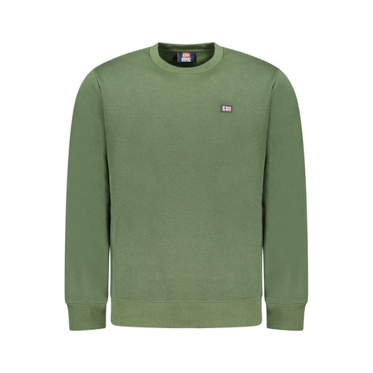 Norway 1963 Green Cotton Men Sweater with logo and applique, long-sleeved crew neck for streetwear and casual style.