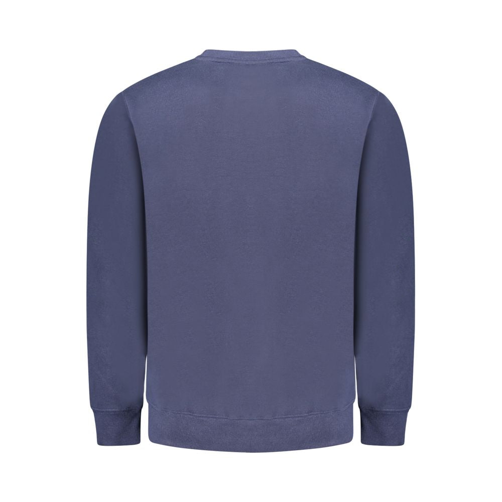 Back view of Norway 1963 Blue Cotton Men Sweater with crew neck showcasing vintage elegance and modern style.