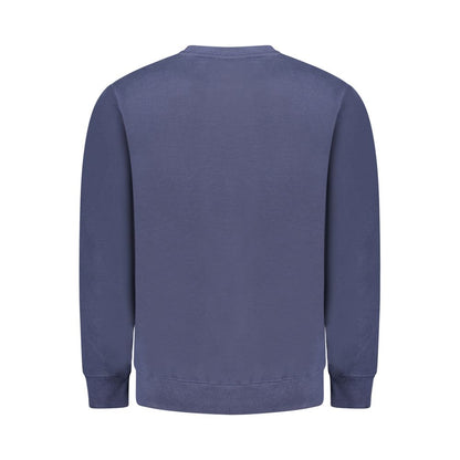 Back view of Norway 1963 Blue Cotton Men Sweater with crew neck showcasing vintage elegance and modern style.