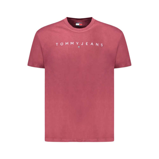 Tommy Hilfiger Red Cotton Men T-Shirt with logo, short sleeves, crew neck, eco-friendly material for modern and classic style.